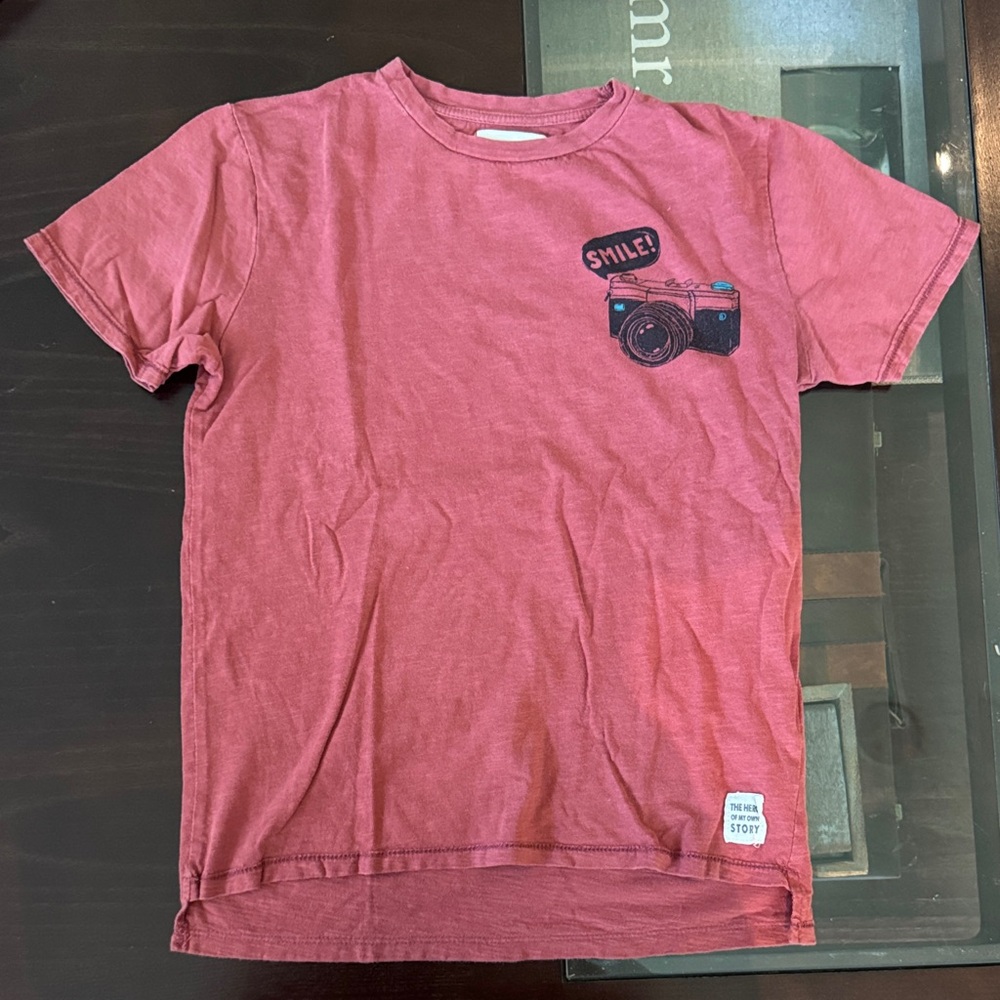 Zara Kids Red Graphic Tee with Camera Design